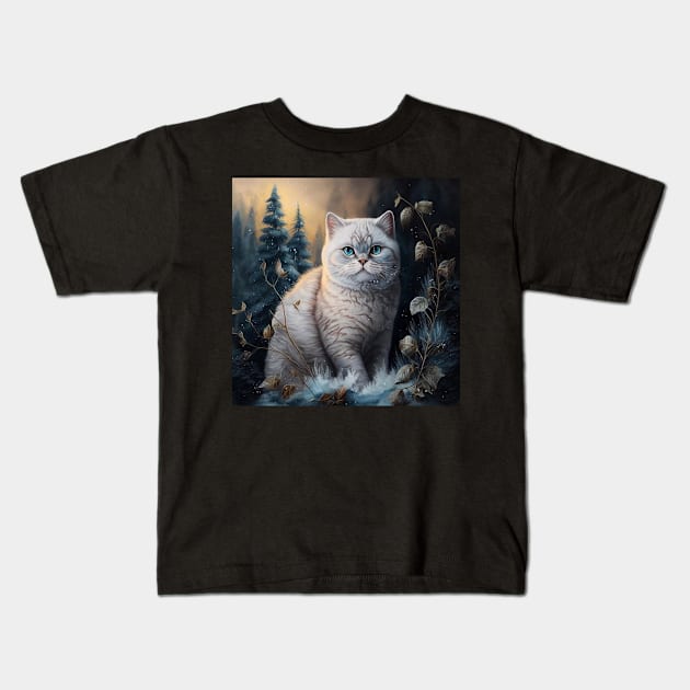 White British Shorthair Art Kids T-Shirt by Enchanted Reverie